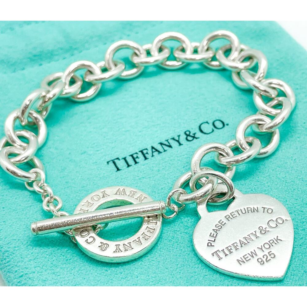 Tiffany & Co. Return to Tiffany Heart Tag Toggle Bracelet Sterling Silver 7.25”